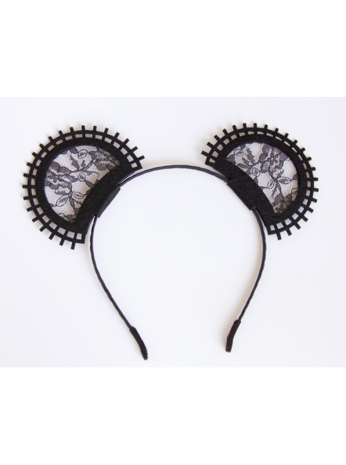 Gothic Retro Personality Masquerade Fashion Black Lace Gear Cat Ears Female Hair Band
