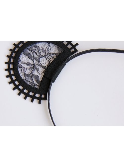 Gothic Retro Personality Masquerade Fashion Black Lace Gear Cat Ears Female Hair Band