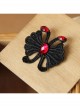 Fashion Gothic Black Fabric Flower Ruby Handmade Retro Male Female Brooch