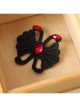 Fashion Gothic Black Fabric Flower Ruby Handmade Retro Male Female Brooch