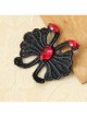Fashion Gothic Black Fabric Flower Ruby Handmade Retro Male Female Brooch
