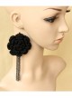 Gothic Retro Fashion Personality Exaggerated Black Big Flower Exaggerated Tassel Female Earrings