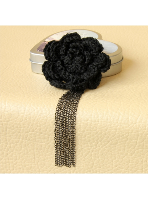 Gothic Retro Fashion Personality Exaggerated Black Big Flower Exaggerated Tassel Female Earrings