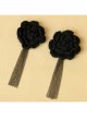 Gothic Retro Fashion Personality Exaggerated Black Big Flower Exaggerated Tassel Female Earrings