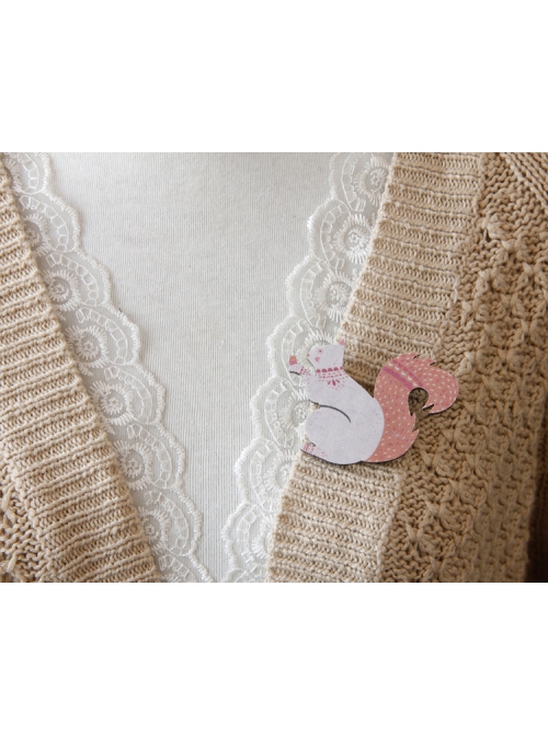 Fashion Casual Cute Christmas Pink Fabric Squirrel Male Female Brooch