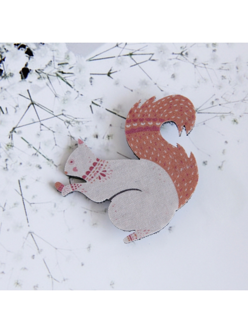 Fashion Casual Cute Christmas Pink Fabric Squirrel Male Female Brooch