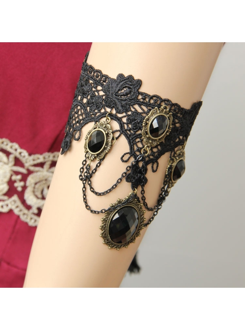 Palace Fashion Sexy Black Lace Drill Tassel Retro Bride Married Female Armband
