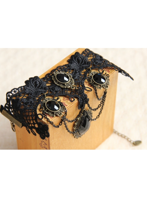 Palace Fashion Sexy Black Lace Drill Tassel Retro Bride Married Female Armband