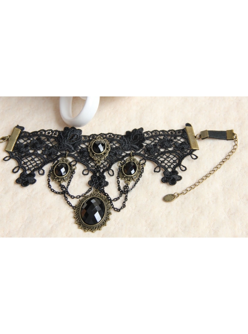 Palace Fashion Sexy Black Lace Drill Tassel Retro Bride Married Female Armband