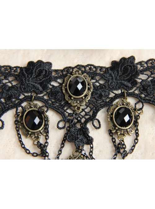 Palace Fashion Sexy Black Lace Drill Tassel Retro Bride Married Female Armband
