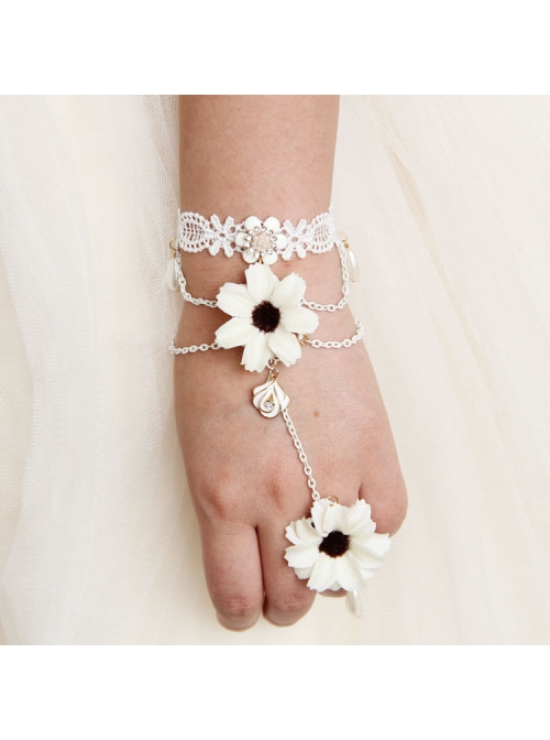 Retro Fashion Leisure Seaside Holiday White Flowers Bride Lace Female Bracelet