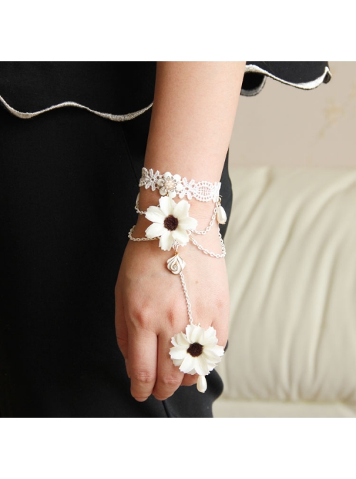 Retro Fashion Leisure Seaside Holiday White Flowers Bride Lace Female Bracelet