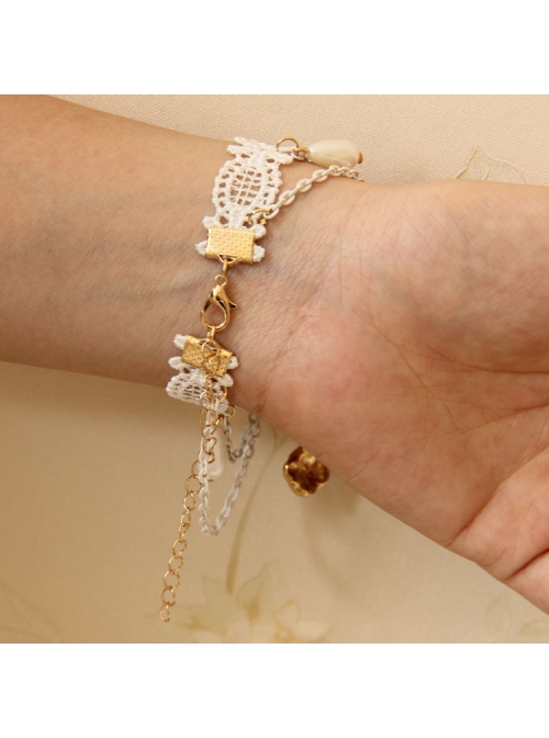 Retro Fashion Leisure Seaside Holiday White Flowers Bride Lace Female Bracelet