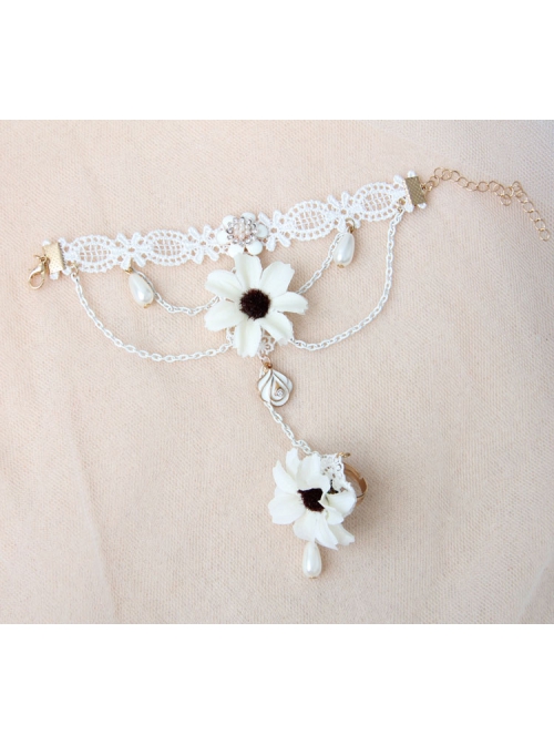 Retro Fashion Leisure Seaside Holiday White Flowers Bride Lace Female Bracelet