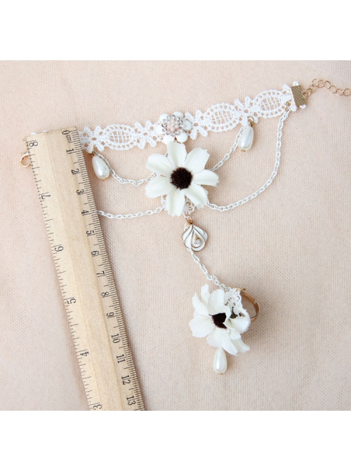Retro Fashion Leisure Seaside Holiday White Flowers Bride Lace Female Bracelet
