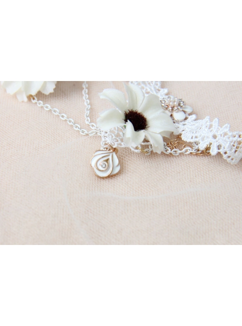 Retro Fashion Leisure Seaside Holiday White Flowers Bride Lace Female Bracelet