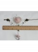 Fashion Retro Bride Personality Pink Flower White Lace Pearl Female Bracelet With Ring One Chain