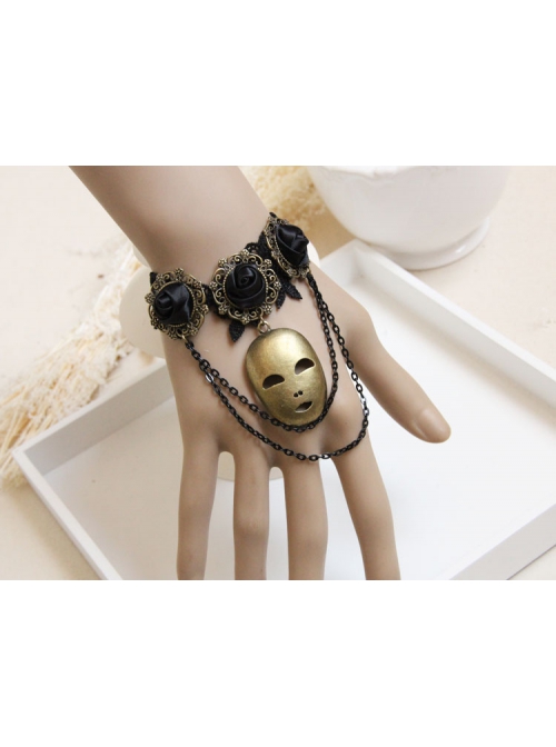 Gothic Retro Exaggerated Mask Fashion Retro Black Lace Rose Tassel Female Bracelet