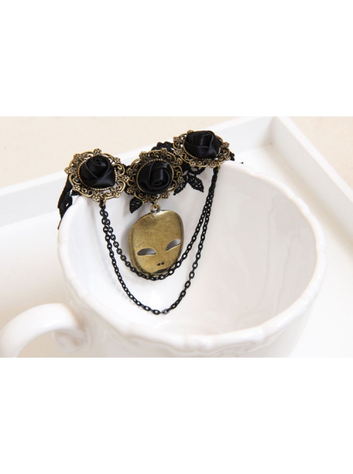 Gothic Retro Exaggerated Mask Fashion Retro Black Lace Rose Tassel Female Bracelet