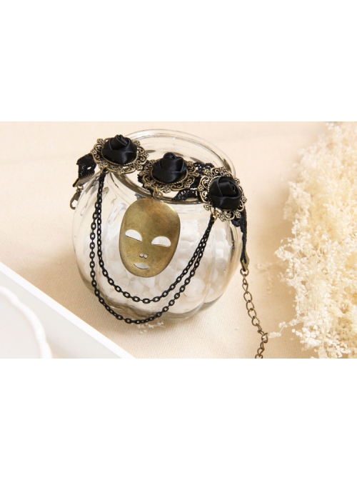 Gothic Retro Exaggerated Mask Fashion Retro Black Lace Rose Tassel Female Bracelet