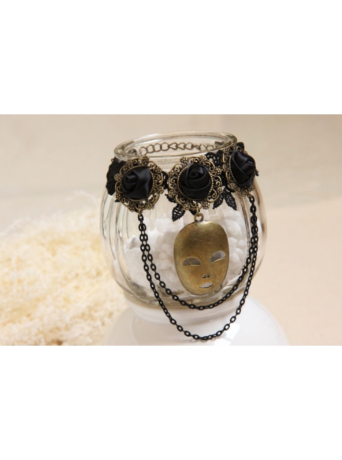 Gothic Retro Exaggerated Mask Fashion Retro Black Lace Rose Tassel Female Bracelet