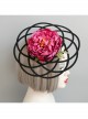 Fashion Exaggerated Pink Flowers Black Hollow Personality Halloween Party Women Top Hat Hairpin