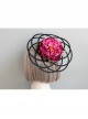 Fashion Exaggerated Pink Flowers Black Hollow Personality Halloween Party Women Top Hat Hairpin