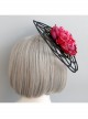 Fashion Exaggerated Pink Flowers Black Hollow Personality Halloween Party Women Top Hat Hairpin