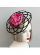 Fashion Exaggerated Pink Flowers Black Hollow Personality Halloween Party Women Top Hat Hairpin