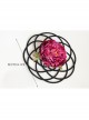 Fashion Exaggerated Pink Flowers Black Hollow Personality Halloween Party Women Top Hat Hairpin