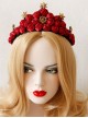 Fashion Christmas Red Rose Stars Garland Show Prom Party Bride Married Big Crown Headband