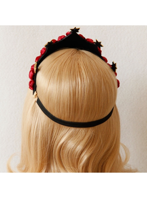 Fashion Christmas Red Rose Stars Garland Show Prom Party Bride Married Big Crown Headband