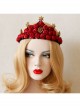 Fashion Christmas Red Rose Stars Garland Show Prom Party Bride Married Big Crown Headband