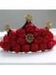 Fashion Christmas Red Rose Stars Garland Show Prom Party Bride Married Big Crown Headband
