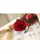 Fashion Retro Bride Red Rose Flower Diamond Black Lace Tassel Female Bracelet With Ring One Chain
