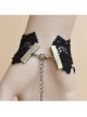 Retro Fashion Butterfly Bride Black Lace Rose Pearl Fabric Creative Bracelet With Ring One Chain