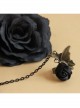 Retro Fashion Butterfly Bride Black Lace Rose Pearl Fabric Creative Bracelet With Ring One Chain