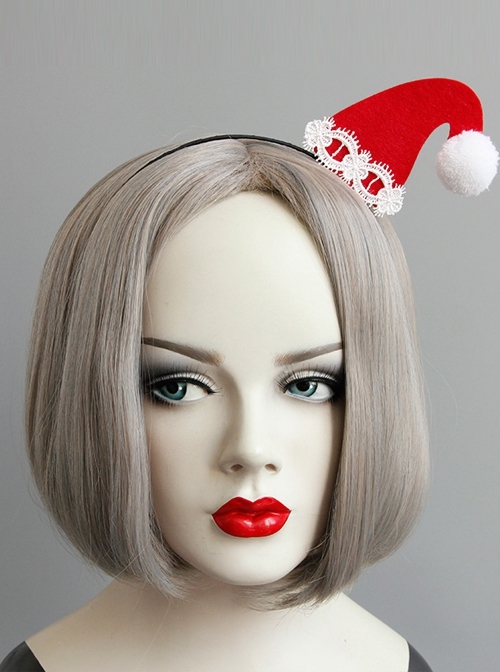 Fashion Personality Red Christmas Hat White Lace Cute Adult Christmas Party Prom Headband