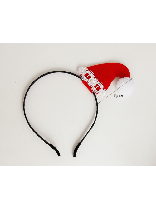 Fashion Personality Red Christmas Hat White Lace Cute Adult Christmas Party Prom Headband