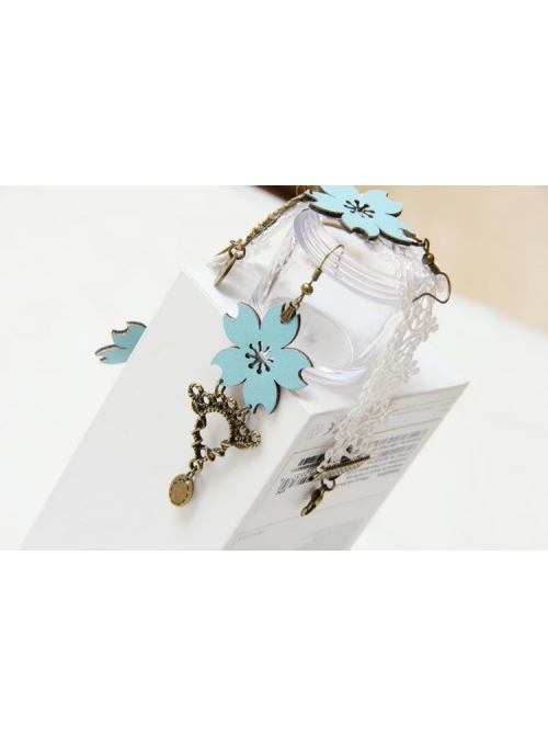 Fashion Elegant Blue Cherry Blossom Retro Tassel Handmade Female Long Earrings