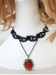 Retro Gothic Sexy Simple Female Fashion Ruby Black Lace Tassel Choker