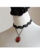 Retro Gothic Sexy Simple Female Fashion Ruby Black Lace Tassel Choker