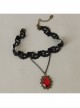 Retro Gothic Sexy Simple Female Fashion Ruby Black Lace Tassel Choker
