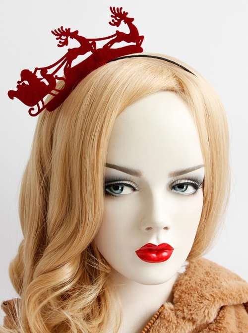 Fashion Retro Simple Christmas Holiday Wine Red Deer Adult Prom Party Headband