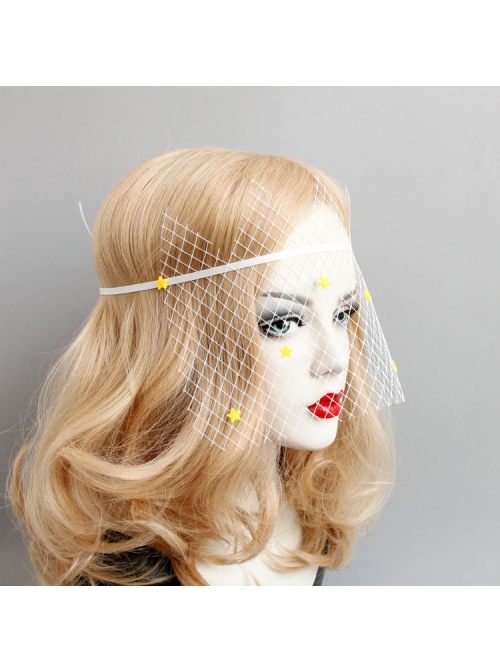 Cute Fashion Yellow Star Adult Male Female Prom Christmas Halloween Party White Veil Mask