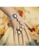 Fashion Lady White Pearl Grey Rose Flower Lace Female Retro Band Ring Bracelet