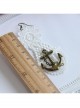 Fashion Elegant Retro Long White Lace Navy Style Anchor Female Earrings