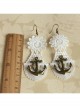 Fashion Elegant Retro Long White Lace Navy Style Anchor Female Earrings