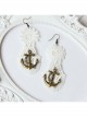 Fashion Elegant Retro Long White Lace Navy Style Anchor Female Earrings