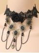 Fashion Retro Gothic Exaggerated Nightclub Party Sexy Black Lace Rose Flower Tassel Love Female Choker